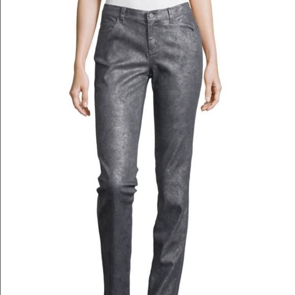 Lafayette 148 New York Denim - Lafayette 148 New York Metallic Skinny Jean, Size 4